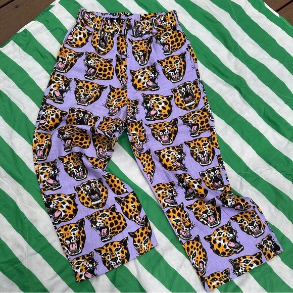 NOOWORK Catalina linen summer pants ft Cheetah Head AOP - Picture 1 of 5